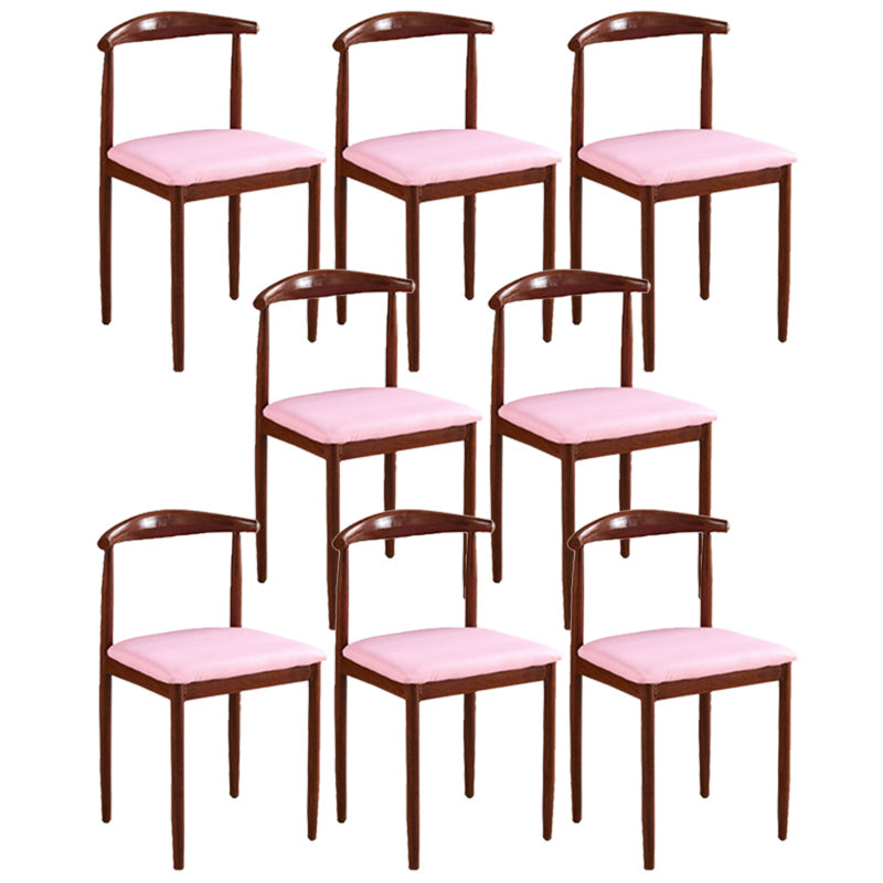 Contemporary Style Metal Kitchen Chairs Set Open Back Side PU Leather Chair