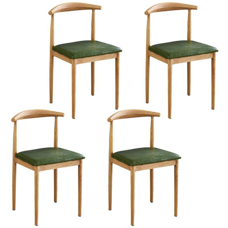 Contemporary Style Metal Kitchen Chairs Set Open Back Side PU Leather Chair