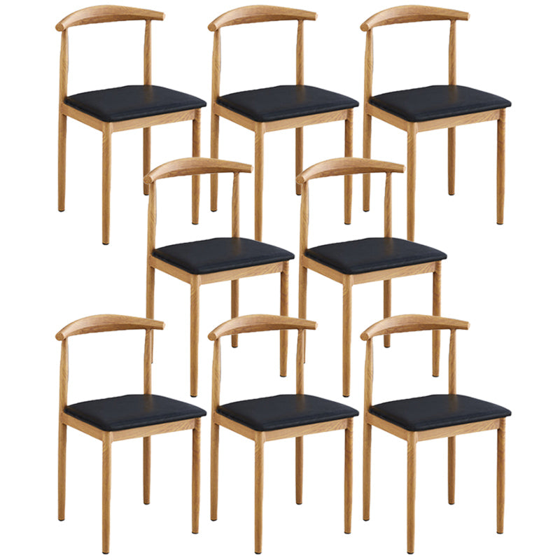 Contemporary Style Metal Kitchen Chairs Set Open Back Side PU Leather Chair