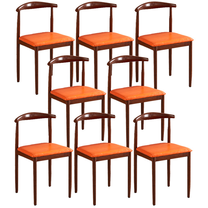 Contemporary Style Metal Kitchen Chairs Set Open Back Side PU Leather Chair