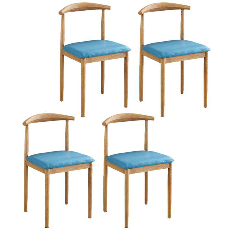 Contemporary Style Metal Kitchen Chairs Set Open Back Side PU Leather Chair