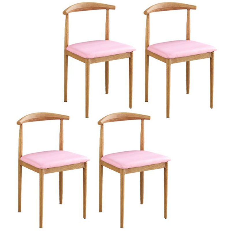 Contemporary Style Metal Kitchen Chairs Set Open Back Side PU Leather Chair