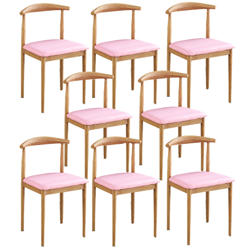 Contemporary Style Metal Kitchen Chairs Set Open Back Side PU Leather Chair