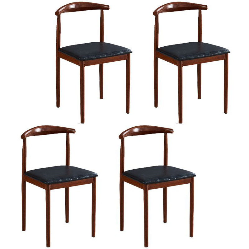Contemporary Style Metal Kitchen Chairs Set Open Back Side PU Leather Chair
