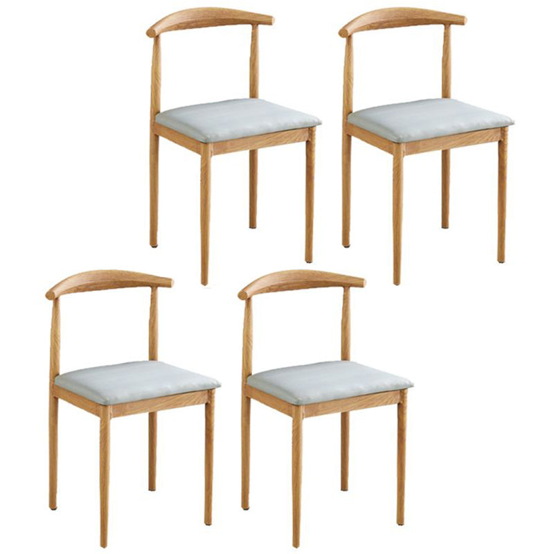 Contemporary Style Metal Kitchen Chairs Set Open Back Side PU Leather Chair