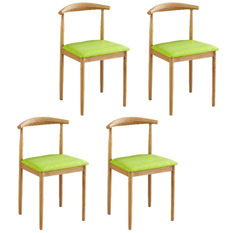 Contemporary Style Metal Kitchen Chairs Set Open Back Side PU Leather Chair