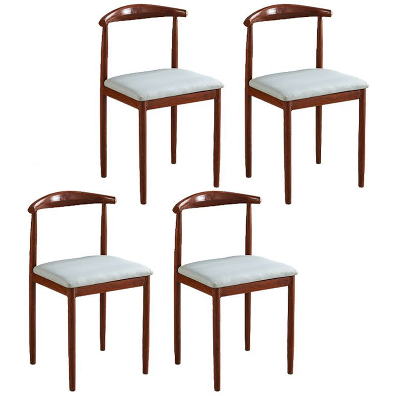 Contemporary Style Metal Kitchen Chairs Set Open Back Side PU Leather Chair