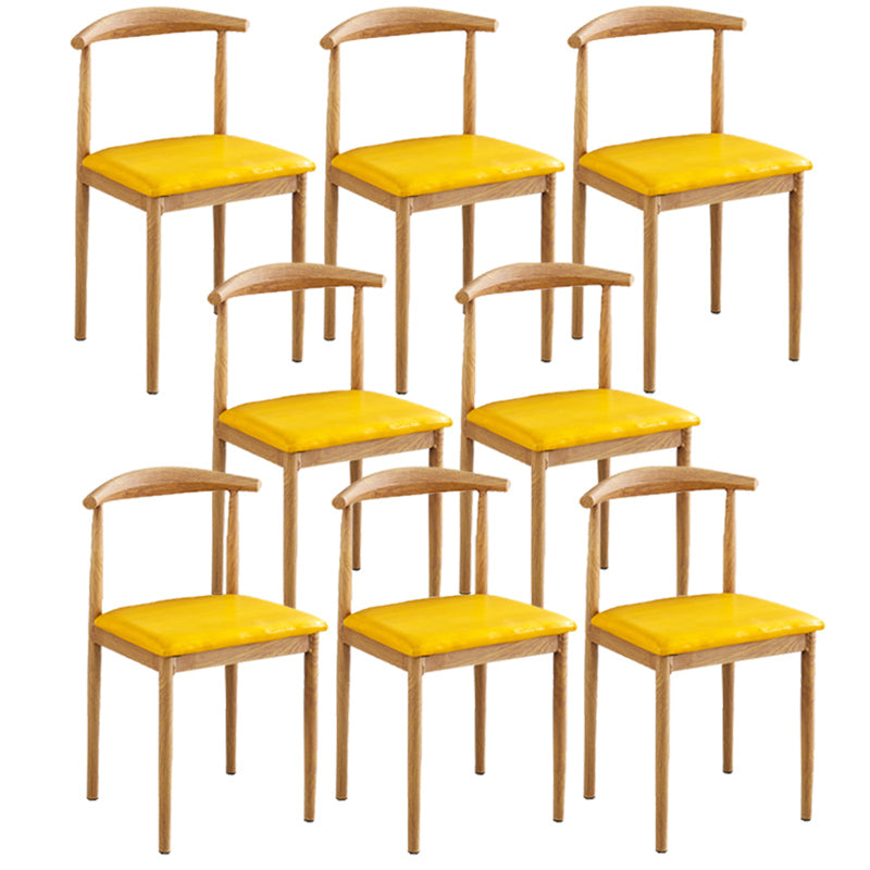 Contemporary Style Metal Kitchen Chairs Set Open Back Side PU Leather Chair