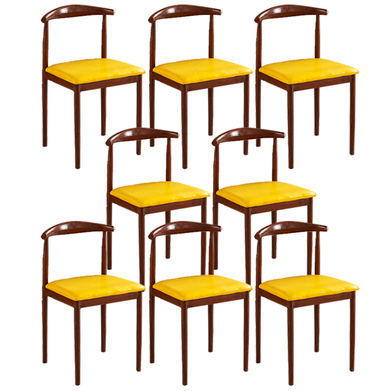 Contemporary Style Metal Kitchen Chairs Set Open Back Side PU Leather Chair