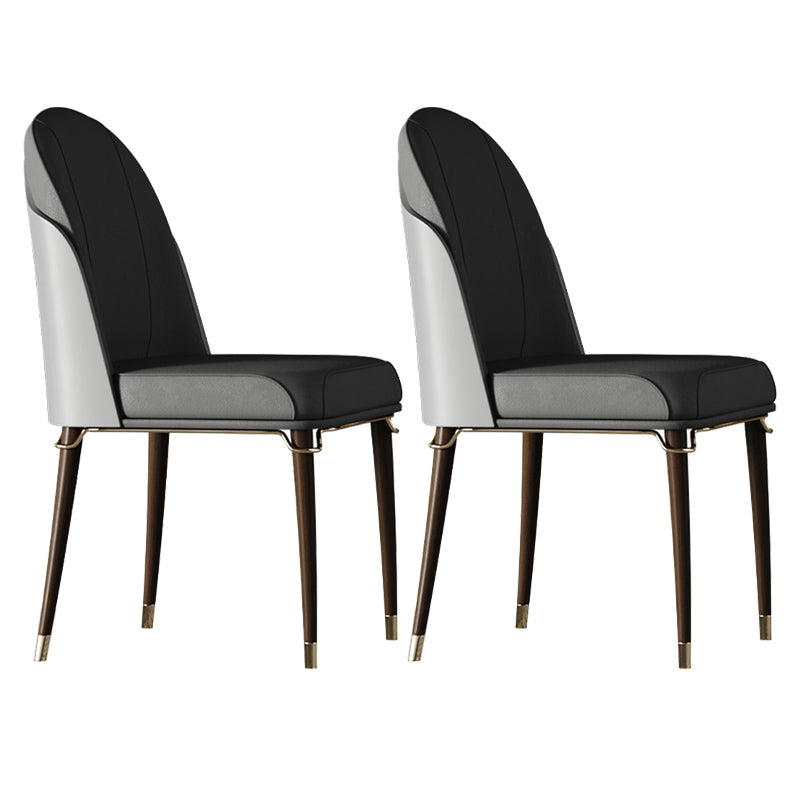 Contemporary Style Ash Wood Chairs Solid Back Side Dining Kitchen Chair Set
