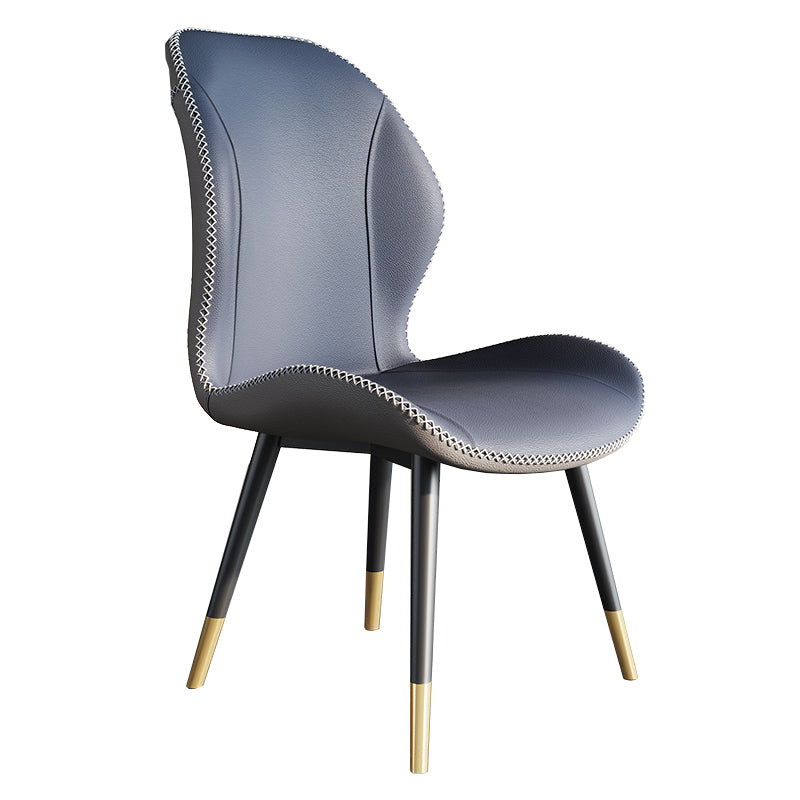 Scandinavian Style Wingback Side Chair Leather Dining Armless Chairs for Kitchen