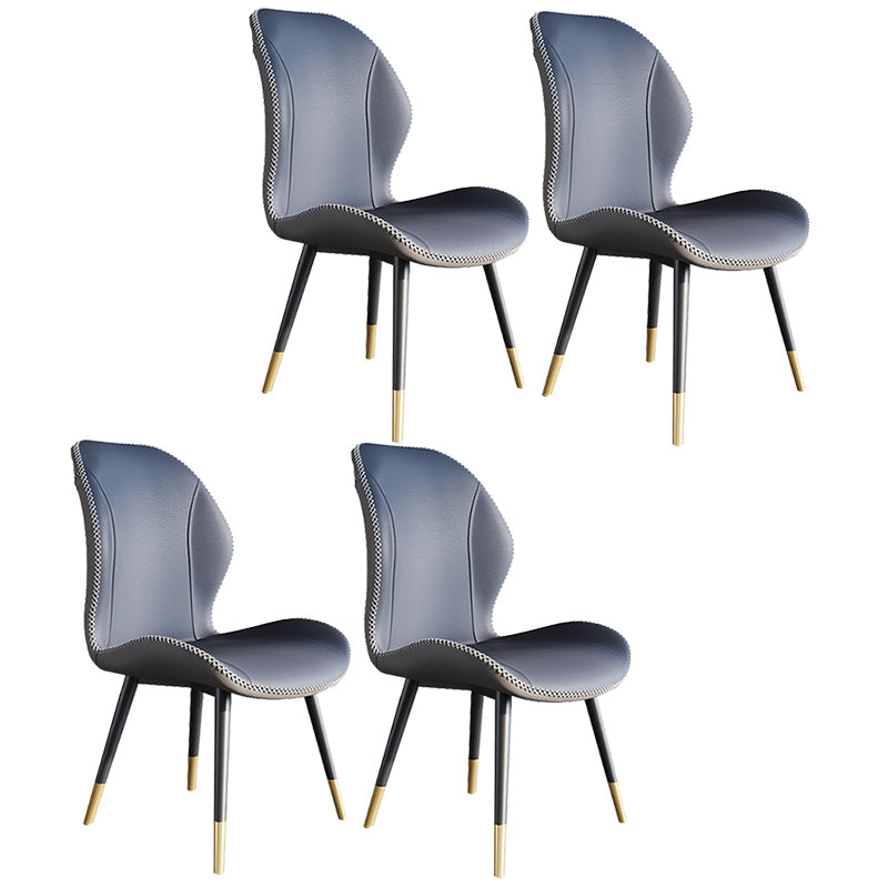 Scandinavian Style Wingback Side Chair Leather Dining Armless Chairs for Kitchen