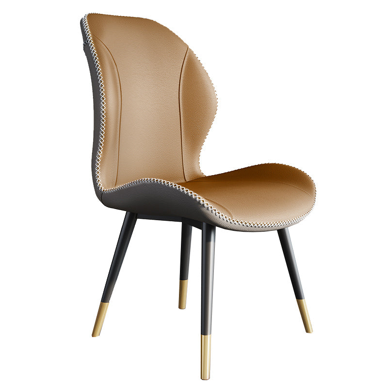 Scandinavian Style Wingback Side Chair Leather Dining Armless Chairs for Kitchen