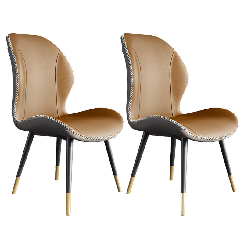 Scandinavian Style Wingback Side Chair Leather Dining Armless Chairs for Kitchen