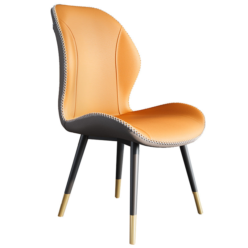 Scandinavian Style Wingback Side Chair Leather Dining Armless Chairs for Kitchen