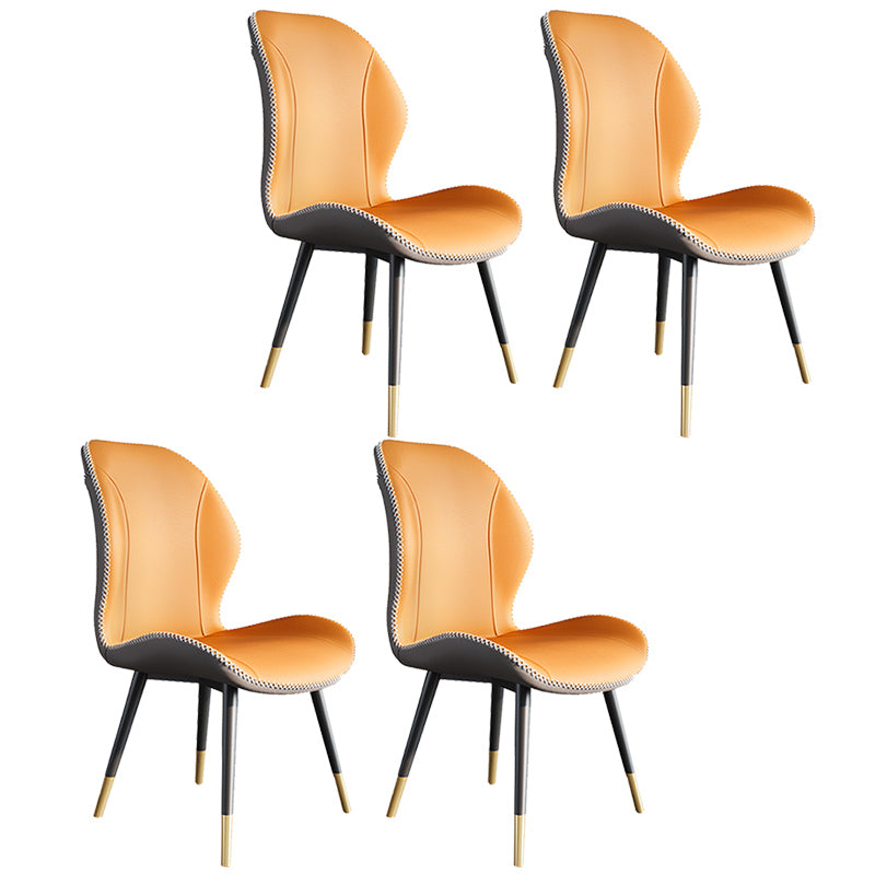 Scandinavian Style Wingback Side Chair Leather Dining Armless Chairs for Kitchen