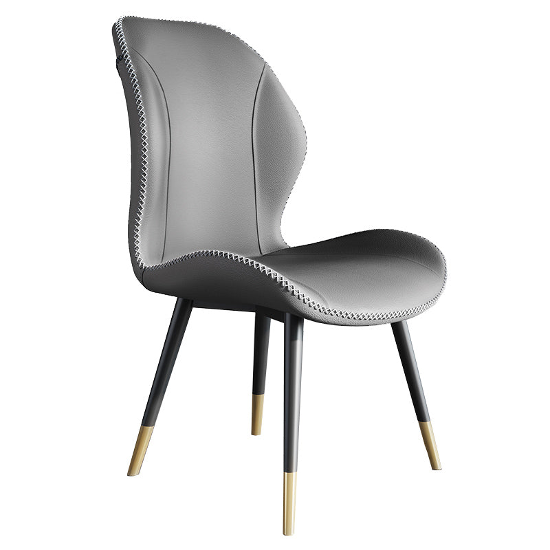 Scandinavian Style Wingback Side Chair Leather Dining Armless Chairs for Kitchen