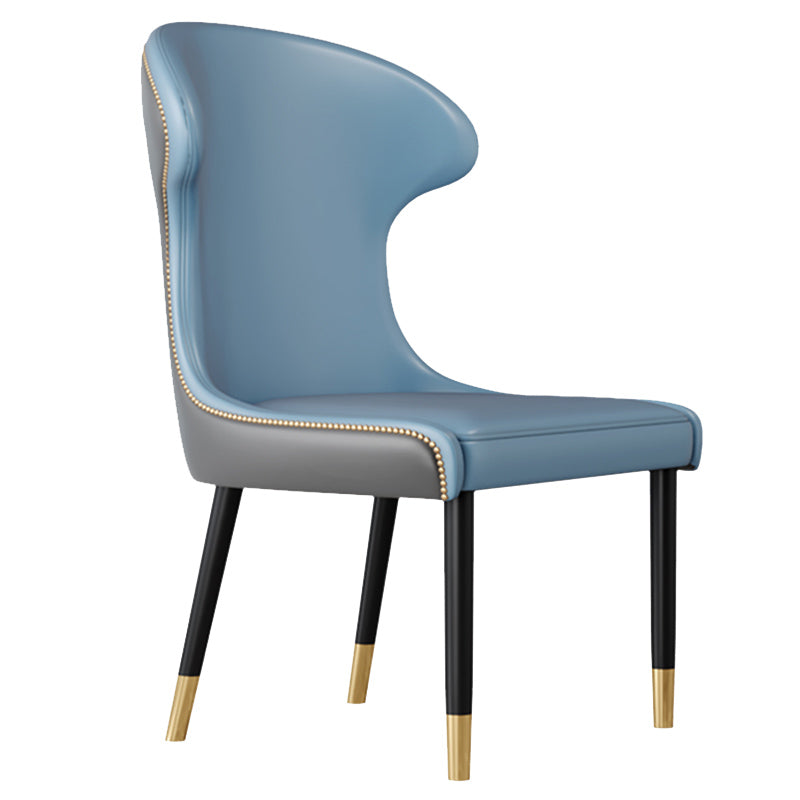 Scandinavian Style Wingback Side Chair Leather Dining Armless Chairs for Home Use
