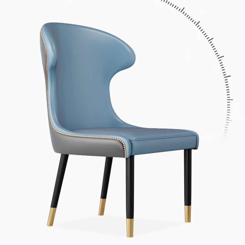 Scandinavian Style Wingback Side Chair Leather Dining Armless Chairs for Home Use