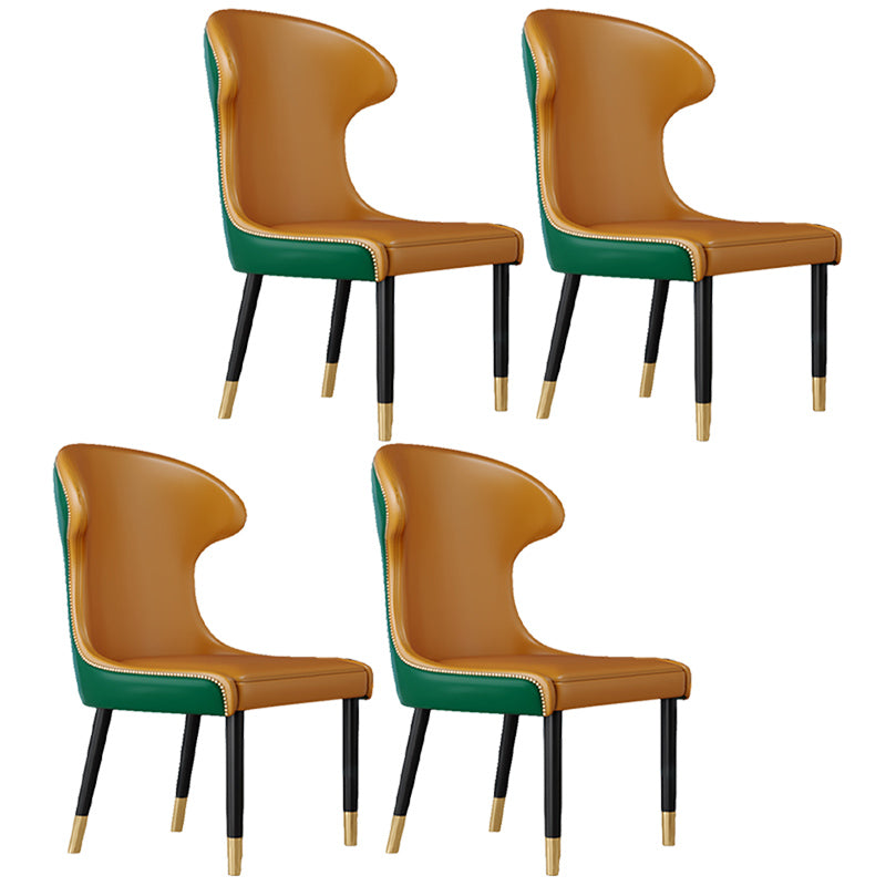 Scandinavian Style Wingback Side Chair Leather Dining Armless Chairs for Home Use
