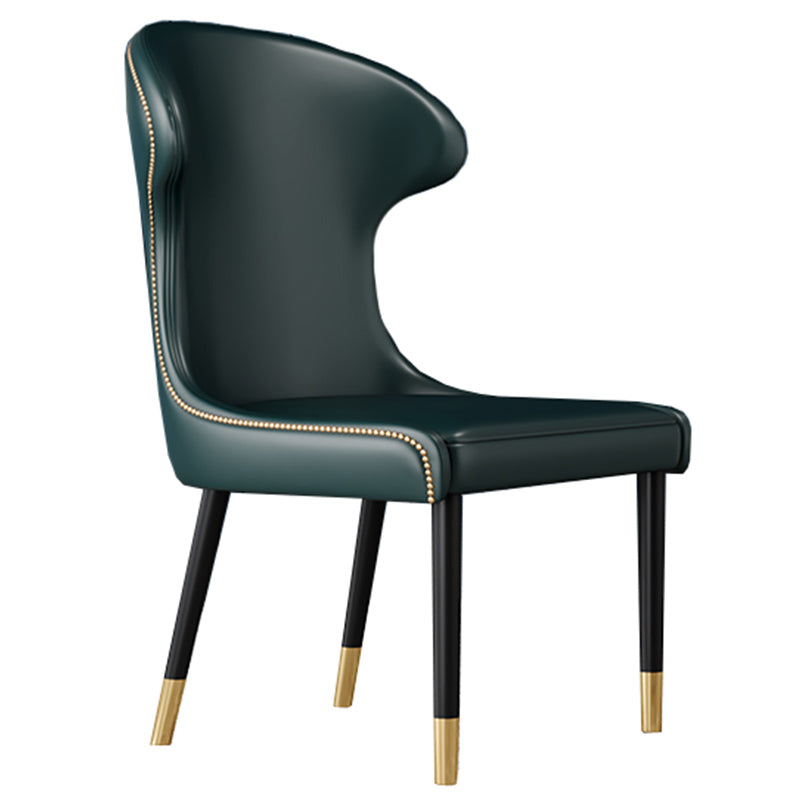 Scandinavian Style Wingback Side Chair Leather Dining Armless Chairs for Home Use