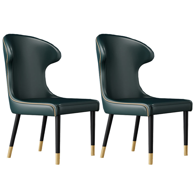 Scandinavian Style Wingback Side Chair Leather Dining Armless Chairs for Home Use