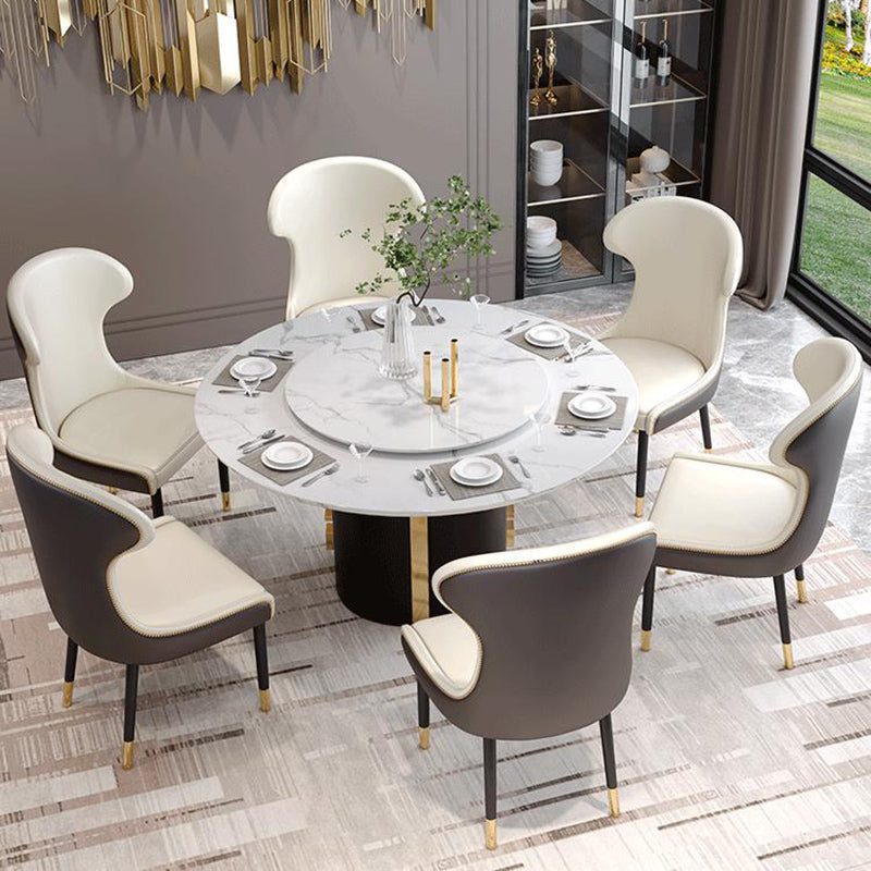 Scandinavian Style Wingback Side Chair Leather Dining Armless Chairs for Home Use