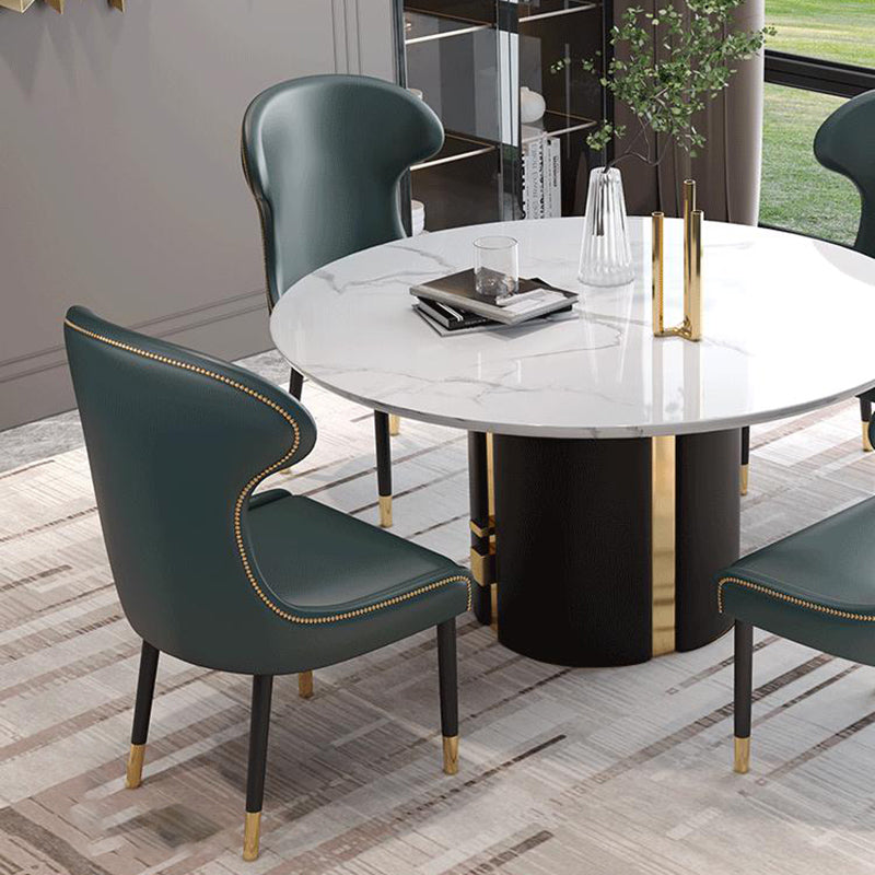 Scandinavian Style Wingback Side Chair Leather Dining Armless Chairs for Home Use