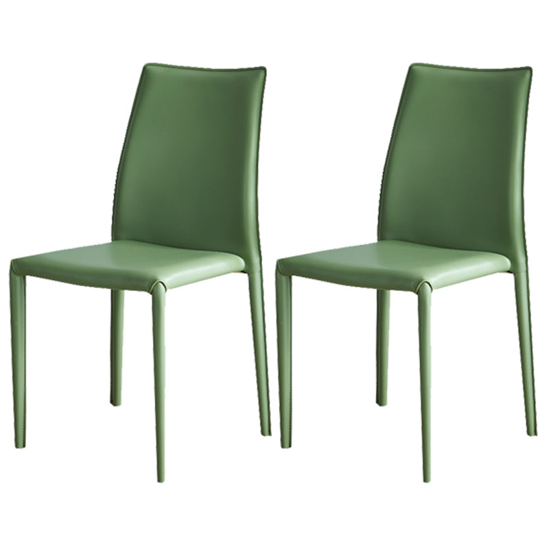Scandinavian Style Solid Back Dining Chairs Leather Dining Armless Side Chairs