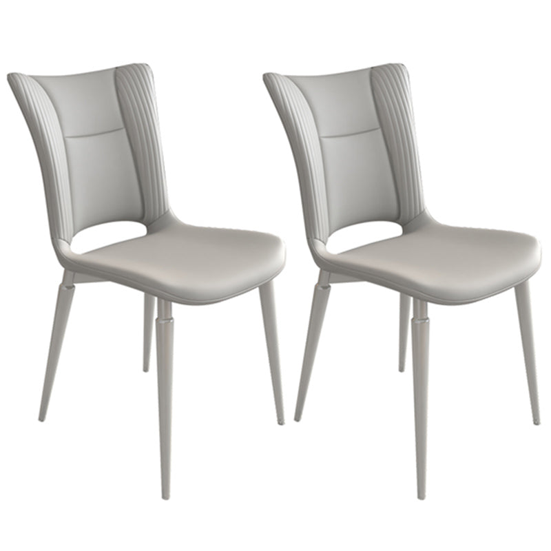 Contemporary Metal Armless Dining Room Chairs Open Back Dining Side Chair for Home Use