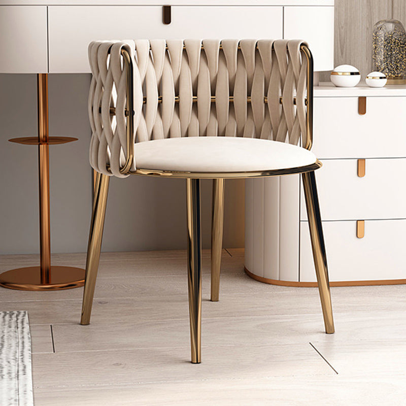 Contemporary Metal Dining Room Armchairs Upholstered Side Chairs for Home Use