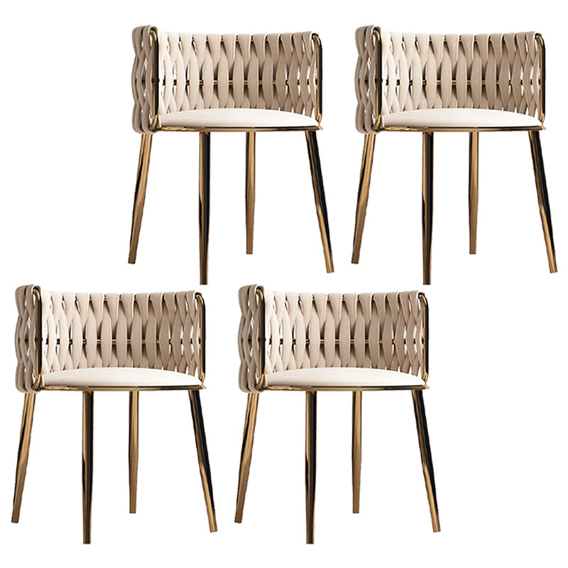 Contemporary Metal Dining Room Armchairs Upholstered Side Chairs for Home Use