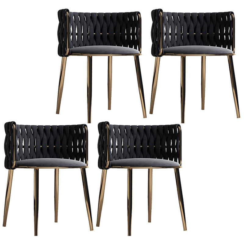 Contemporary Metal Dining Room Armchairs Upholstered Side Chairs for Home Use