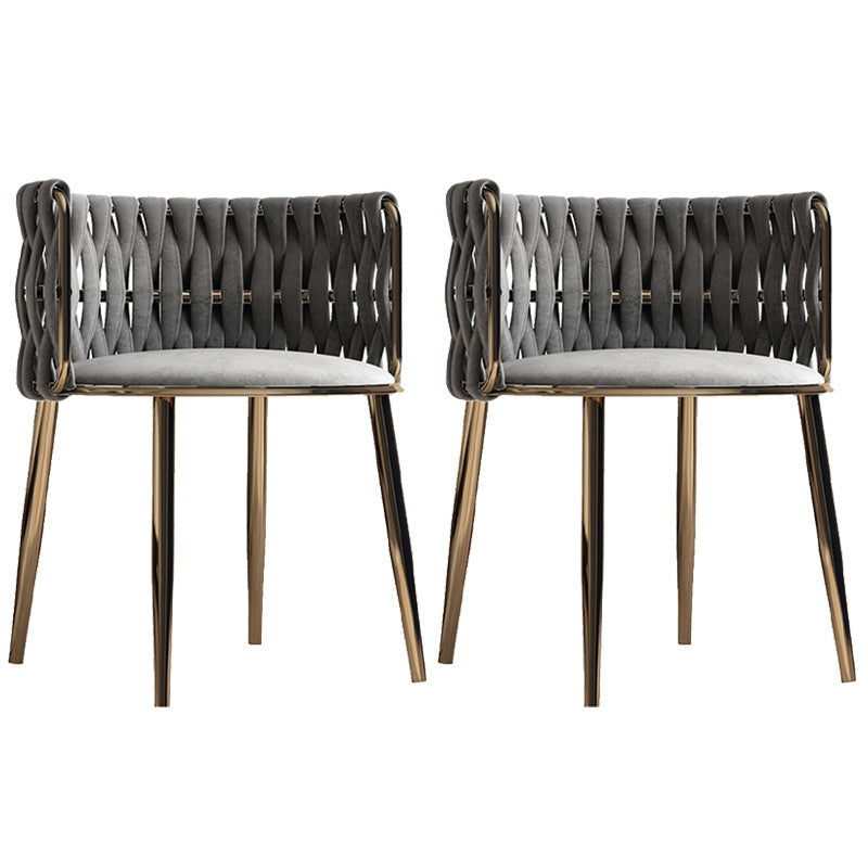 Contemporary Metal Dining Room Armchairs Upholstered Side Chairs for Home Use