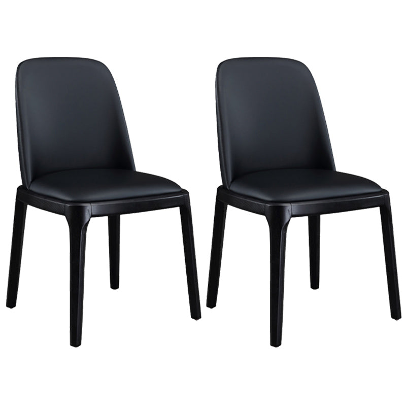 Leather Industrial Restaurant Side Chair Parsons Gray Dining Chair with Black Legs