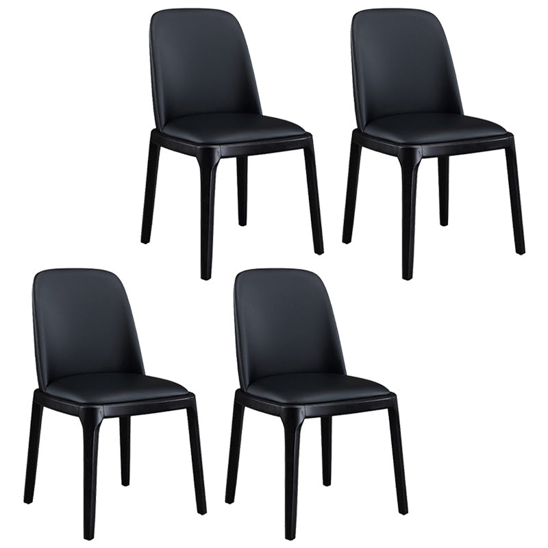 Leather Industrial Restaurant Side Chair Parsons Gray Dining Chair with Black Legs