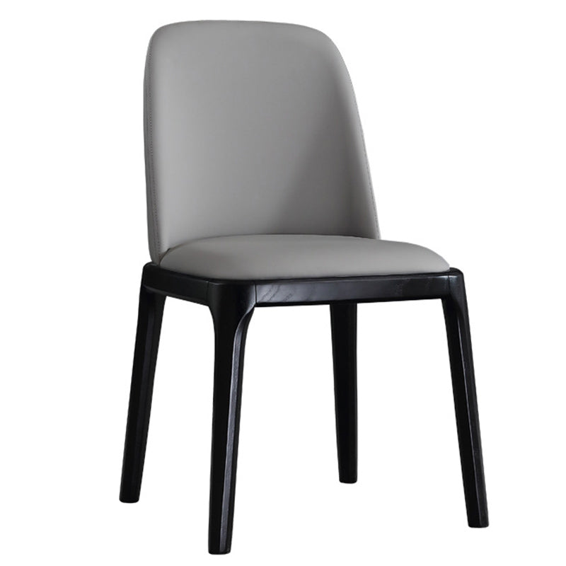 Leather Industrial Restaurant Side Chair Parsons Gray Dining Chair with Black Legs