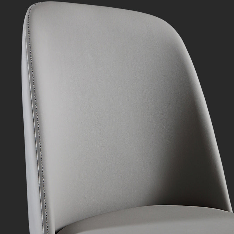 Leather Industrial Restaurant Side Chair Parsons Gray Dining Chair with Black Legs