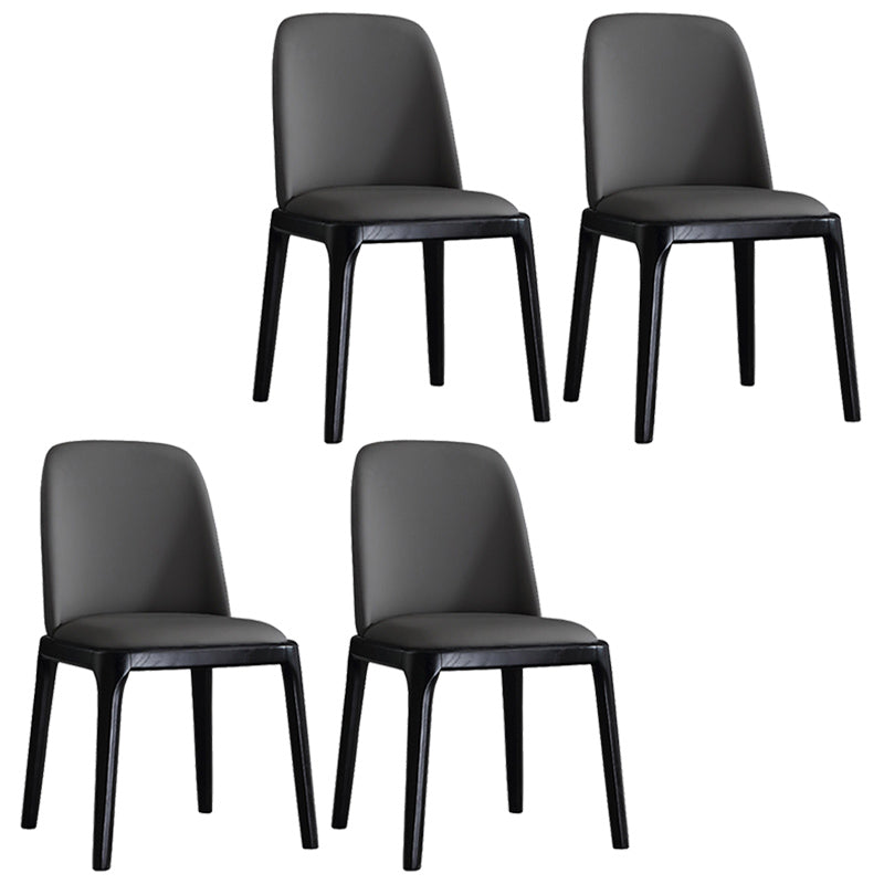 Leather Industrial Restaurant Side Chair Parsons Gray Dining Chair with Black Legs