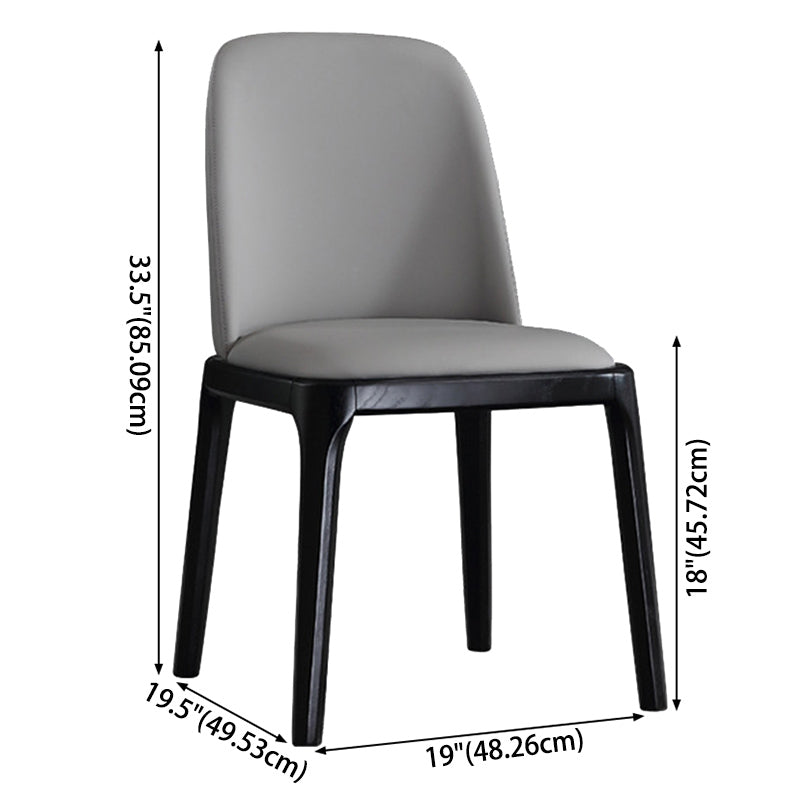 Leather Industrial Restaurant Side Chair Parsons Gray Dining Chair with Black Legs