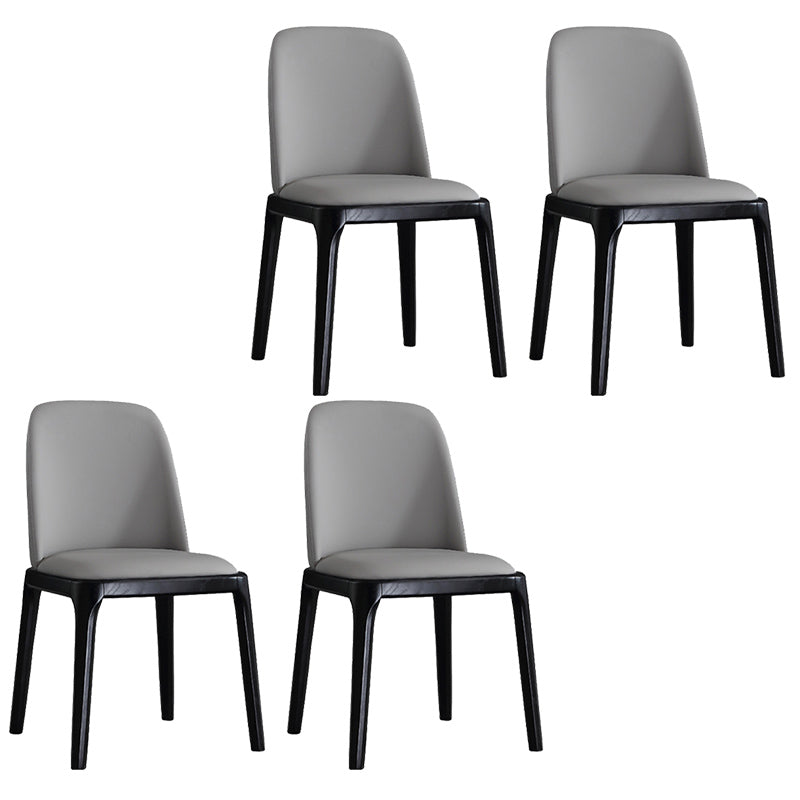 Leather Industrial Restaurant Side Chair Parsons Gray Dining Chair with Black Legs