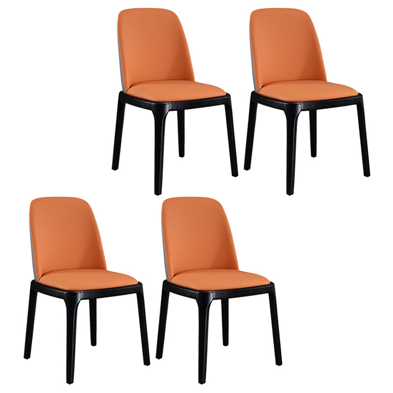 Leather Industrial Restaurant Side Chair Parsons Gray Dining Chair with Black Legs