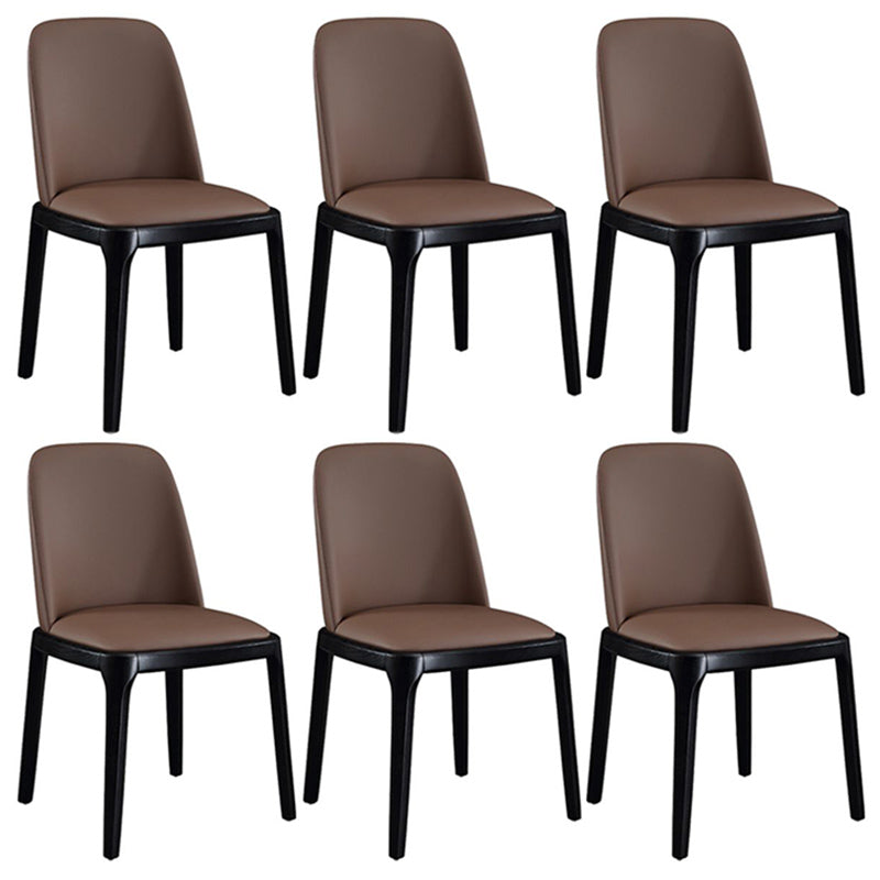 Leather Industrial Restaurant Side Chair Parsons Gray Dining Chair with Black Legs