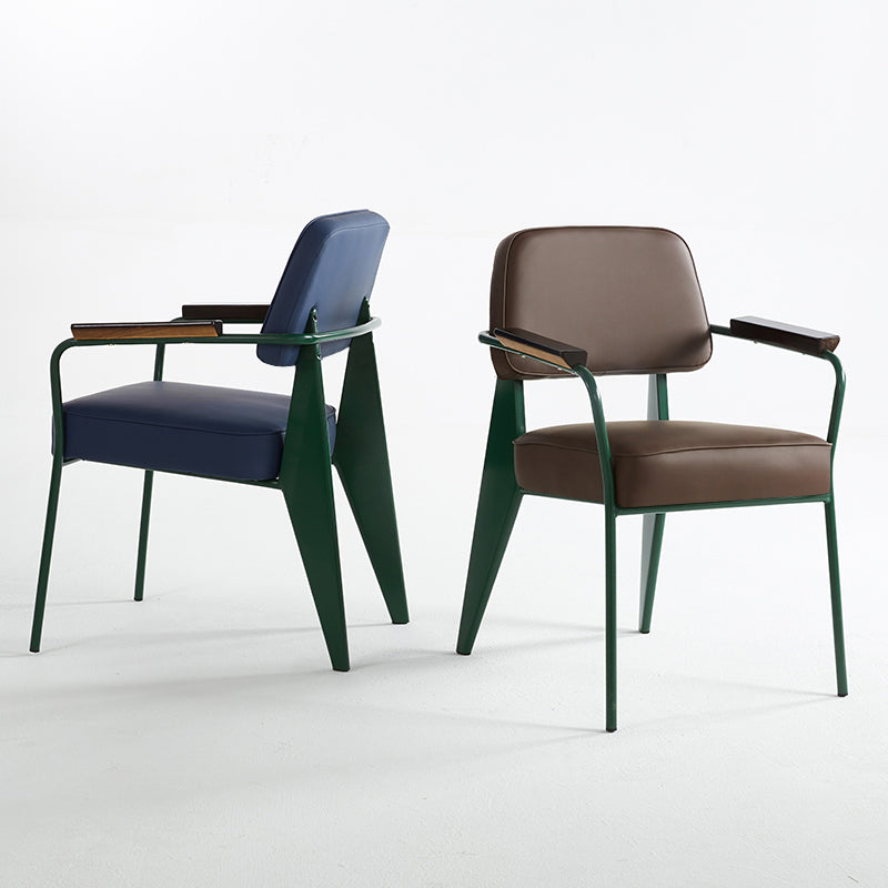 Open arrière Arm à manger chaise industrielle des fauteuils rembourrés avec des jambes en métal