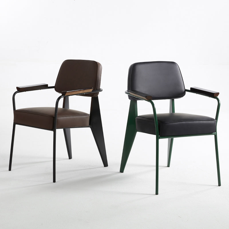 Open arrière Arm à manger chaise industrielle des fauteuils rembourrés avec des jambes en métal
