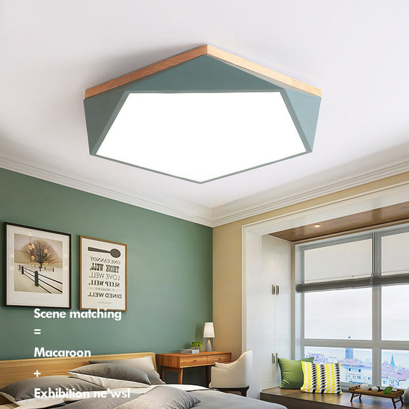 1 Light Round Shade Flush Mount Nordic Macaroon style Flush Mount Ceiling Light Fixture