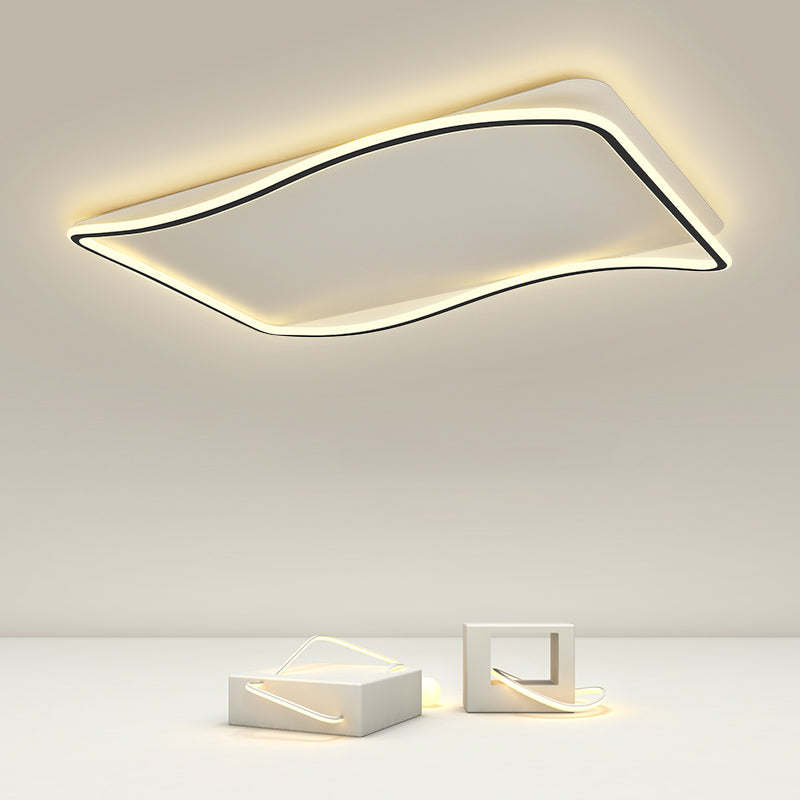 Flush géométrique moderne Mount Light Acrylic Flush Mount Ceiling Light in Black and White Finish