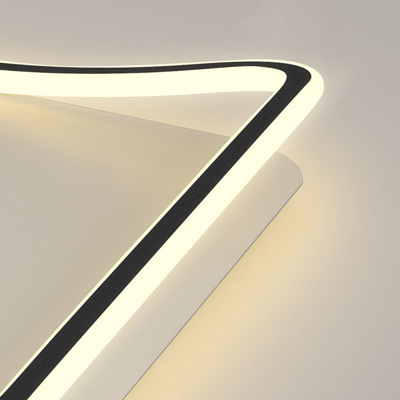 Modern Geometric Flush Mount Light Acrylic Flush Mount Ceiling Light in Black and White Finish