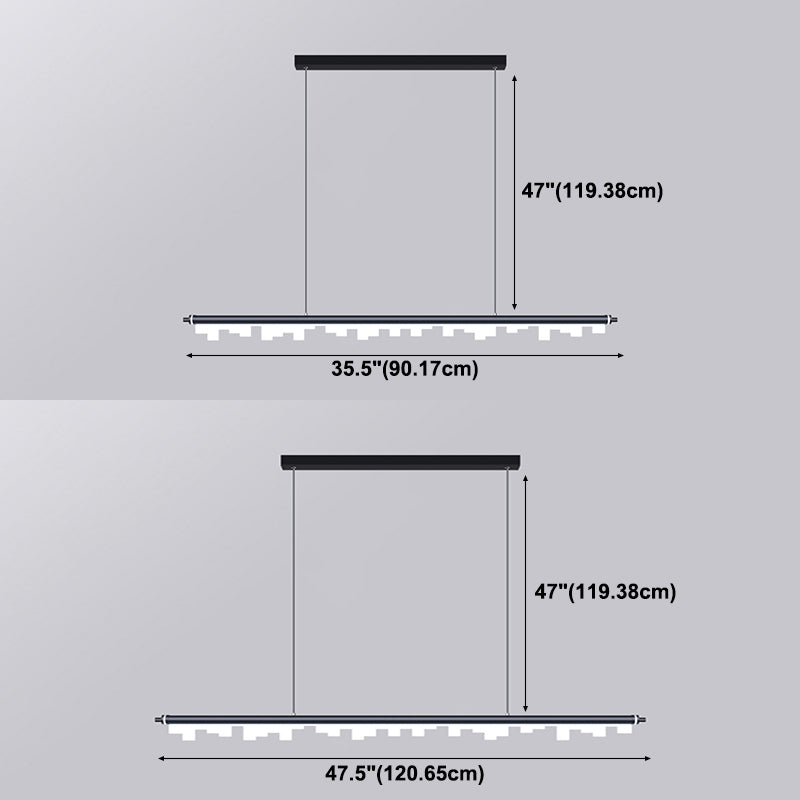 Idee di illuminazione dell'isola lineare moderna lampadario metallo 1 luci isola luminosa per sala da pranzo