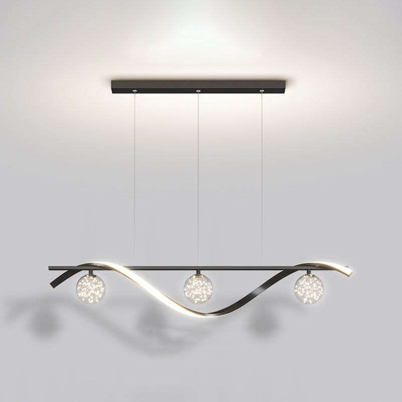 Nordic Light Luxury Simple Contemporary Style LED Hanging Island Pendant Light for Dining Room Bar